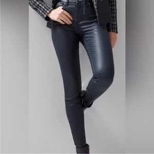 High-Rise Coated Skinny Denim, WHBM, Navy, Size 4 Long, Never Worn